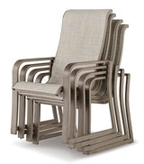 Signature Design by Ashley Beach Front Casual Outdoor Stackable Faux Leather Sling Arm Chair, Set of 4, Light Brown Signature Design by Ashley