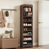 Homiflex Tall Shoe Cabinet, 8 Tiers 16 Pairs Wooden Shoe Rack with Adjustable Shelf, Freestanding Shoe Closet Shoes Organizer Cabinet for Entryway, Hallway, Living Room, Espresso Homiflex