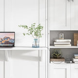 SOFTSEA Full Size Murphy Bed Cabinet with Desk, Space Saving Hidden Wall Bed Cabinet, White SOFTSEA