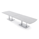 SKUTCHI DESIGNS INC. 14 Person Modular Arc Rectangle Conference Table | Square Metal Base | Harmony Series | 14' | White Cypress SKUTCHI DESIGNS INC.