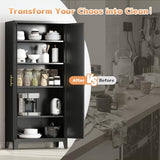 Zevemomo 70.87" H Metal Kitchen Pantry Cabinet, Freestanding Cupboard with 2 Doors and 4 Adjustable Shelves, Tall Metal Storage Cabinet for Kitchen, Bathroom, Dinning Room or Laundry Room （Black） Zevemomo