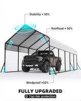 GarveeLife 13 ft x26 ft x11 ft Oversized Metal Carport, Steel Heavy Duty Car Ports for All-Weather, Tall Carport for Full-Size Pickup Trucks, Boats, and Tractors, N.W. 780 LBS GarveeLife
