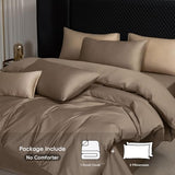MooMee Duvet Cover Set 100% Extra Long Staple Cotton 600 Thread Count Silky Sateen Smooth Luxury Soft Breathable Durable Hotel Quality Bedding, 3 Pieces (Mocha Brown, Queen 90"x90") MooMee