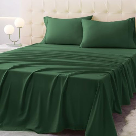 Homilay Full Size Bed Sheet Set - 4 Piece Soft Microfiber Sheets with Deep Pockets, Cooling Technology, and Wrinkle-Free Pillowcase. Hotel-Quality, Durable Bedding, Eden Green Homilay