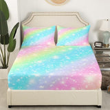 Erosebridal Rainbow Bedding Sets for Girls Kids Teens Tie Dye Pastel Bed Sheet Set King Size Golden Glitter Girly Sweet Sheet Set Abstract Watercolor Art Fitted Sheet + Flat Sheet + 2 Pillow Cases Erosebridal