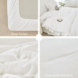 ANGIYUIN White Ruffle Comforter Set Twin 5 Pieces Ruffled Bed in A Bag with Sheets Soft Farmhouse Bedding Sets for Kids Girls Teens(White Twin) ANGIYUIN
