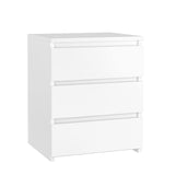 FOTOSOK White Nightstand with 3 Drawers, White Bedside Table Night Stand for Bedroom with Cut-Out Handle, Sofa Side Table 3 Drawer Nightstand for Bedroom, 17.7W*15D*21.7H FOTOSOK