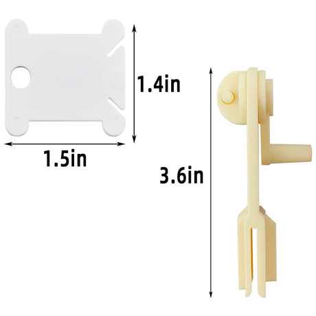 120 Pcs Plastic Floss Bobbins with 1 Pcs Bobbin Winder for Cross Stitch Cotton Thread Craft DIY Sewing Storage Thread Organizer Holder Embroidery DIY Cards (White) yuntop