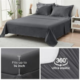HYMOKEGE Queen Comforter Set Seersucker 7 Pieces, All Season Luxury Bed in a Bag for Bedroom, Bedding Set with Comforters, Sheets, Pillowcases & Shams, Dark Grey HYMOKEGE