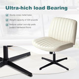OLIXIS Criss Cross Legged Chairs Armless No Wheels Wide Seat Height Adjustable Swivel Padded PU Leather Home Office Desk Seating for Bedroom, Student, Study Room OLIXIS