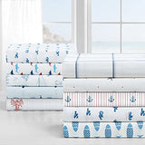 Nautica - Full Size Sheet Sets, Cotton Percale Bedding, Crisp & Cool, Coastal Bedding Set (Costazul Blue/Red, Full) Nautica