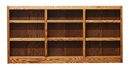 36" Triple Wide Wood Bookcase with 9 Shelves in Dry Oak Finish - Adjustable & Fixed Storage by Concepts In Wood - WoodArtSupply