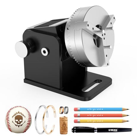 GWEIKE Chuck Rotary for G2/Plus/G2 Pro/G2 Max, Laser Engraving Machine Accessories Rotary - Suitable for Engraving Rings, Bracelets, pens, Small cylinders and Other Special-Shaped Items G·WEIKE