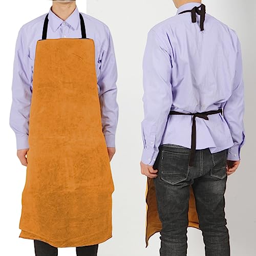 Leather Welding Work Apron,Brown Leather Apron for Men,Heat & Flame-Resistant Woodworking Apron,Adjustable Protective Work Aprons for Blacksmith/Home Improvement/Heavy Duty Work,Wear Resistance Apron Longzhuo