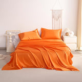 NTBAY Silk Satin Full Sheet Set, 4-Piece Luxury and Soft Bedding Set Cooling Silky Sheets for Hair and Skin, Includes 2 Pillowcases, 1 Flat Sheet, 1 Fitted Sheet with Deep Pocket, Orange NTBAY