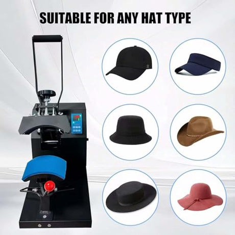 VHLVHL Hat Press Machine - Heat Press Machine for Caps, Dual Platens with Cap Stretcher, Precise Digital Temperature & Timer Control for Heat Transfer Vinyl and Sublimation VHLVHL