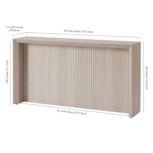 Henn&Hart 56" Fluted Wooden Rectangular Console Table Ribbed Entryway Table, Sofa Table for Entryway, Living Room, Couch, Hallway, or Office, Beech White Henn&Hart