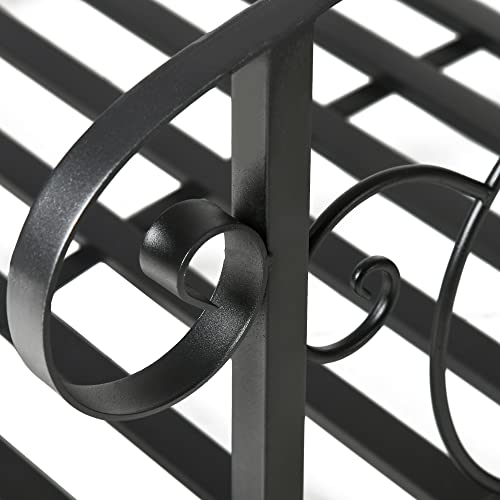 Outsunny 6' Metal Arch Backyard Garden Bridge, Safety Siderails, Arc Footbridge for Backyard Creek, Stream, Pond, Black Outsunny