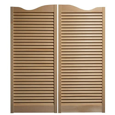 Swinging Cafe Doors Louvered Door Swing - Premade Interior Door with 1-1/8" Thick Solid Pine Wood, Pre-Sanded Wooden Saloon Doors, Stylish Western Swinging Doors, Brass Hardware (36" x 42") Swinging Cafe Doors