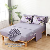 Dobuyly Purple Comforter Set Full Size 7 Piece Bed in a Bag Full, Purple Floral Printed on Light Purple Comforter Set with Sheets, Soft Microfiber Botanical Complete Bedding Set for All Season Dobuyly