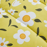 Uozzi Bedding 4 Pieces Yellow Girls Toddler Bedding Set White Floral Style - Includes Adorable Quilted Flower Comforter, Fitted Sheet, Top Sheet, and Pillow Case for Girls Bed UOZZI BEDDING