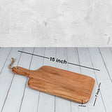 Samhita Acacia Wood Cutting Board, for Meat, Cheese, Bread, Vegetables & Fruits, with Grip Handle (15" x 7") Samhita