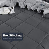HIG 3pc Gray Twin/Twin XL Comforter Set - All Season Reversible Down Alternative Comforter with Two Sham - Quilted Duvet Insert with Corner Tabs - Box Stitched Blanket - Breathable, Soft HIG