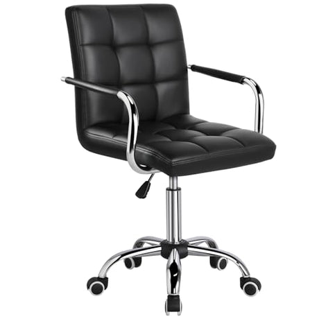 Yaheetech Desk Chair - Office Chair with Arms/Wheels for Students Swivel Faux Leather Home Computer Black Yaheetech