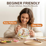 PALUPJEF Rabbit Embroidery Kits for Beginners, Cross Stitch Kits for Adults Easy Needlepoint Kits for Adults with Funny Animal Pattern,DIY Needlepoint Embroidery Starter Kit with Instructions