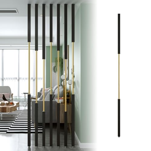 Room Divider Partition Post Metal Slats, Custom Size Floor to Ceiling Privacy Screens Columnar, Corridor/Stairwell Wall Partition Column(Black,70cm/27.5in/2.3ft) Kunovo