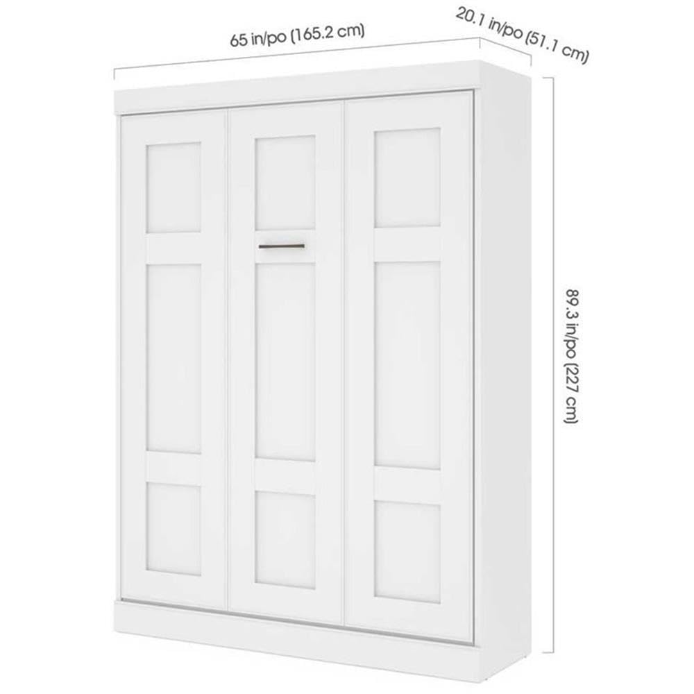 Pemberly Row Queen Size Wall Bed with Wooden Slats in Wood, in White, No Box Spring Needed, Easy Assembly Pemberly Row