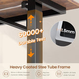 SEDETA L Shaped Electric Standing Desk with File Cabinet, 63 x 53'' Height Adjustable Home Office Computer Desk with 3 Drawers, Power Outlet, Stand up Gaming Table with Led Lights, Rustic Brown SEDETA