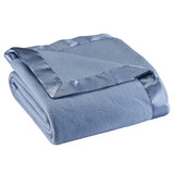 OakRidge Satin Fleece Blanket, Full/Queen, Twin or King Size – 100% Polyester Lightweight Fabric and Cozy Satin Binding Edges in Tightly Folding Travel Blanket, Blue OakRidge