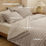 Bedsure Gentlesoft™ 2-in-1 King Size Comforter Set and Detachable Fluffy Blanket, Beige Bedding Set for All Season Use, SnapTech™ Design for Space Saving (Includes 2 Pillow Shams, 2 Pillowcases) Bedsure