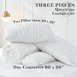 Bonlino Queen Comforter Set White Bedding - Ruched Comforter Queen Size Bed Set Boho Shabby Chic Bedding for Bedroom Comforter Fluffy 3 Piece Ruffle Comforter Set with Pillow White Soft Bonlino