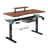 HEONAM Dual Motor Standing Desk with Drawer, 63x30 Inches Electric Height Adjustable Sit Stand Up Desk with Storage Shelf, Home Office Desk Computer Workstation with Walnut Top/Black Frame HEONAM