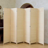 Loomveil 6 Panel Room Divider Folding Privacy Screen,67 inch Bamboo Panel Divider for Home Partition,Beige Loomveil