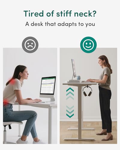 CubiCubi 63 x 28 Large Standing Desk, Height Adjustable Electric Computer Desk, 28" Deep Desktop, Sit Stand up Home Office Workstations with 4 Preset Heights, White CubiCubi