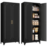 Polup Pantry Cabinet, 75 Inch Tall Kitchen Storage Cabinet, Metal Pantry Cabinets with Doors and Adjustable Shelves, Black Freestanding Food Cupboard for Living, Dinning Room-Assembly Required Polup