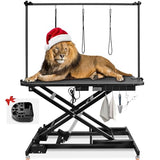 Innvello 49.2" Electric Grooming Table for Large Dogs, Foldable Hydraulic Height Adjustable Home Indoors with Overhead Grooming Arm, Clamps, Foot Control and 3 Nooses Suitable for Cat&Dog/Black Innvello
