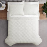 Serta ComfortSure Soft 3-Piece Full/Queen Quilt Bedding Set, Includes Bedspread/Coverlet and Pillow Shams, Bedding for All Seasons, Machine Washable, Ivory Serta