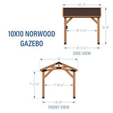 Backyard Discovery Norwood 10 x10 Cedar Wood Gazebo Pavilion, Thermal Insulated Hard Top Steel Roof, Durable, Supports Snow Loads and Wind Speed, Rot Resistant, Backyard, Deck, Garden, Patio Backyard Discovery