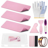 DNSGOOR 4" x 8"Heat Press Mat Silicone with Heat Resistant Tape Scrapers,0.12 Inch Thick Washable Double Sided Heat Press Pad for Vinyl Ironing Insulation Transfer Crafting Sublimation Projects DNSGOOR