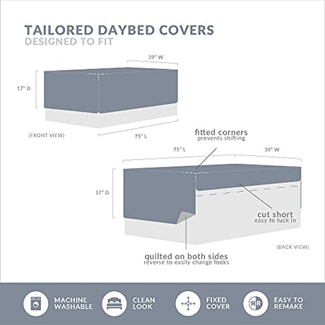 Madison Park Daybed Cover Double Sided Quilting Casual Design All Season Bedding Set with Bedskirt, Matching Shams, Decorative Pillow, 75 in x 39 in, Yosemite, Purple Teal Madison Park