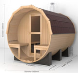AURGOD Outdoor Barrel Canadian Hemlock Sauna with Porch, Wood Burning Stove Sauna with Large Glass Windows for 4 Person, Scenic Porch, Wood Fire Sauna, Luxurious Texture AURGOD