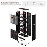 Kubohogar 75" Tall Kitchen Pantry Cabinet, Metal Storage Cabinets with Acrylic Doors and Adjustable Shelves, Hutch Cabinet with Storage, Black Microwave Stand Cabinets for Dining Living Room Kubohogar