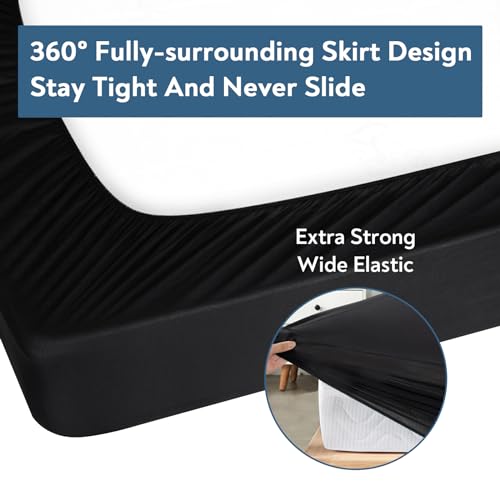 Twin Fitted Sheet Only, Super Soft & Cozy Twin Size Bed Sheets for Boys Kids with Deep Pocket to 14 Inch, Cooling Jersey Mattress Bottom Sheets,Shrinkage & Stain Resistant, Wrinkle Free, Black Magik & Kover