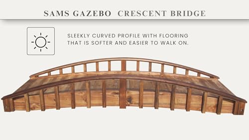 SamsGazebos Crescent Japanese Style Wood Garden Bridge, 8', Brown (MB-CR-T-8) - WoodArtSupply