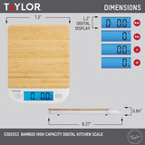 Taylor Digital Eco-Friendly Bamboo Kitchen Food Scale, 15 Pound Capacity, Natural Taylor