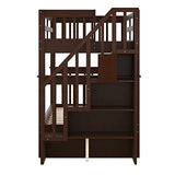 Ball & Cast Twin-Over-Twin Bunk Bed with Storage Ladder and Full-Length Guard Rail,Wood Bunkbed w/Slat Support,Space Saving,Bedframe Furniture for Student Dorms,Studio,Espresso Ball & Cast